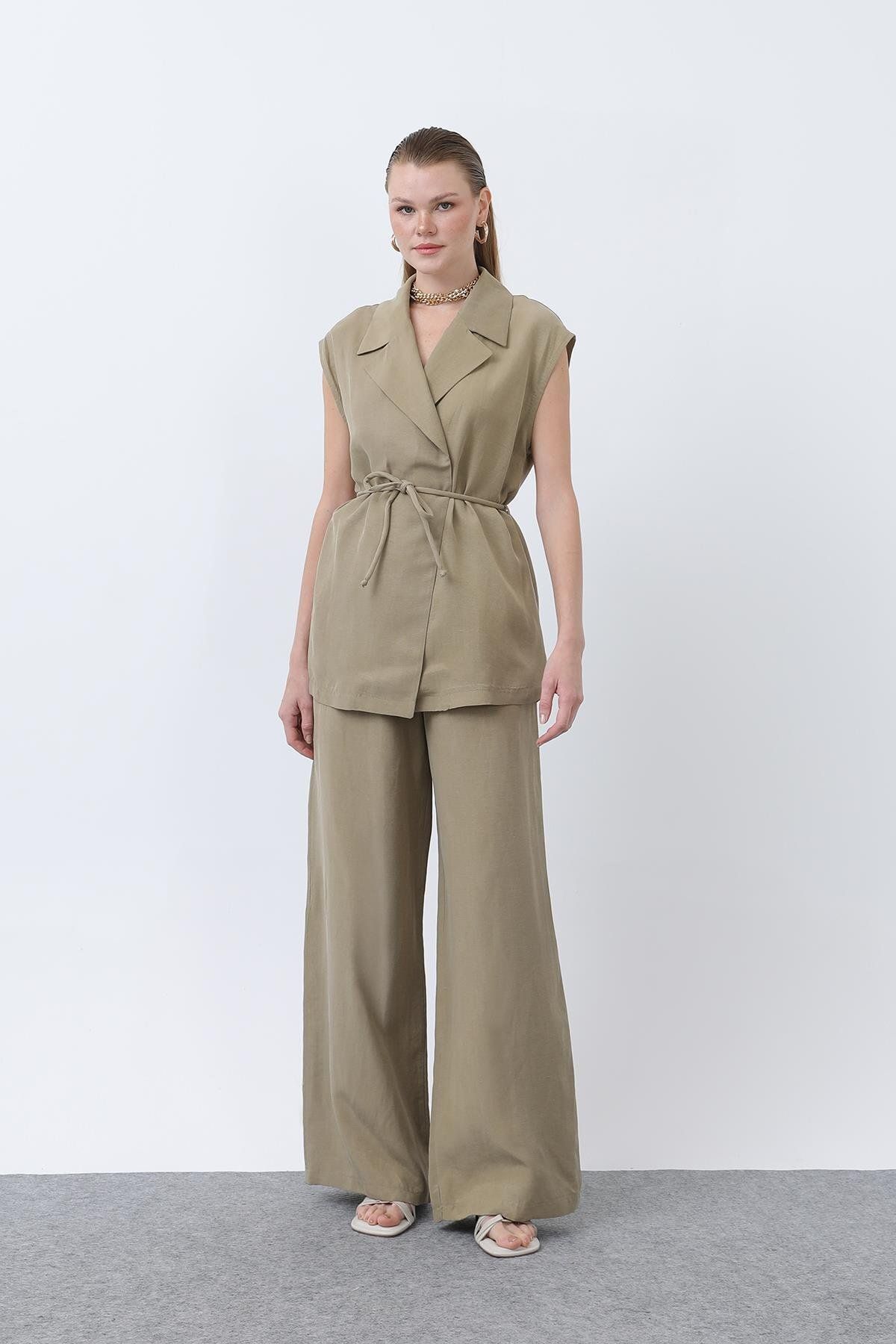 Soul Kadın Yelek Pantolonlu İkili Takım - 32260TKS - KHAKI
