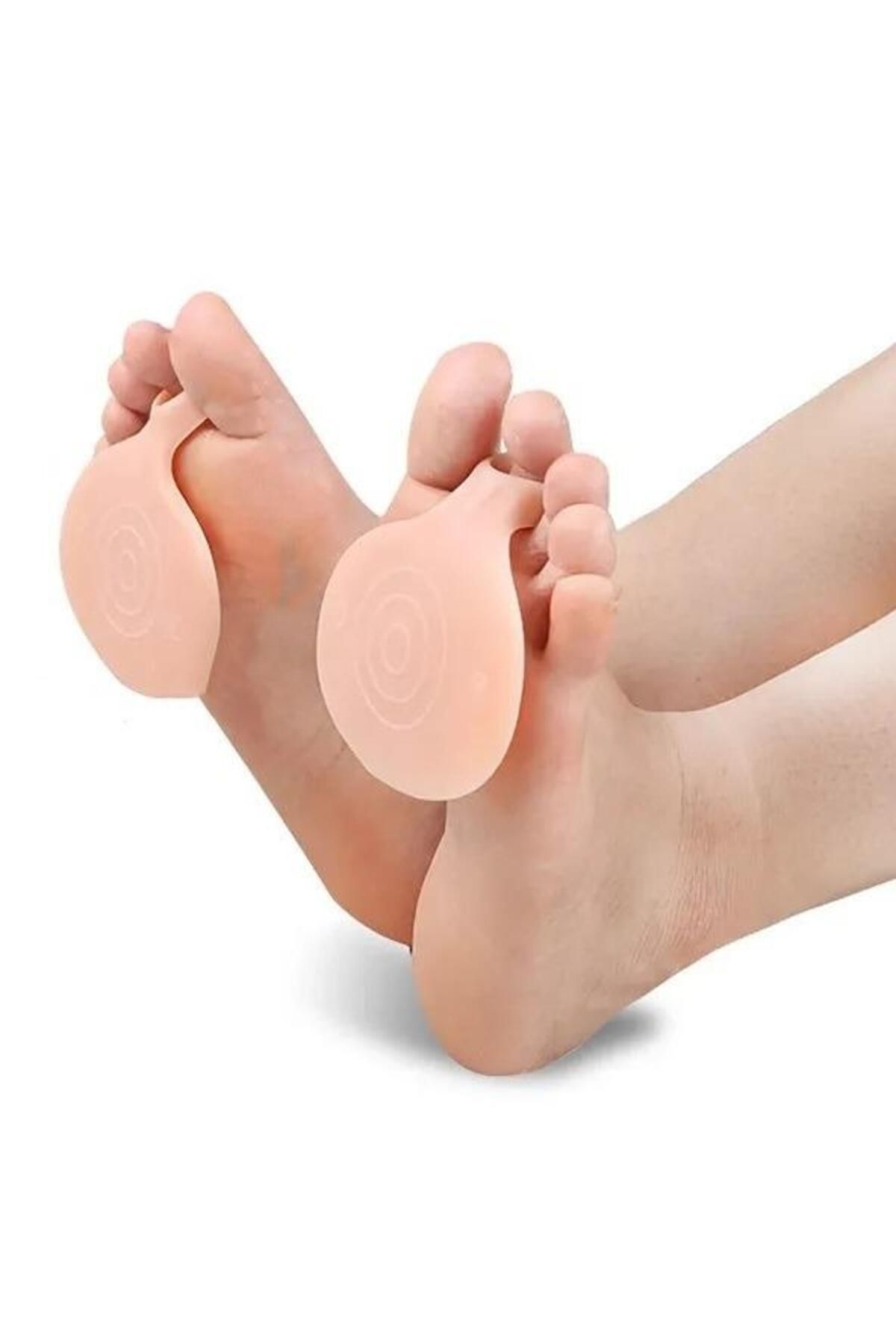 Pisicik Ten Rengi 1 Çift Silikon Metatarsal Ayak Pedi Kadın Erkek Parmak Halkalı Ön Ayak Destek Koruma Pedi
