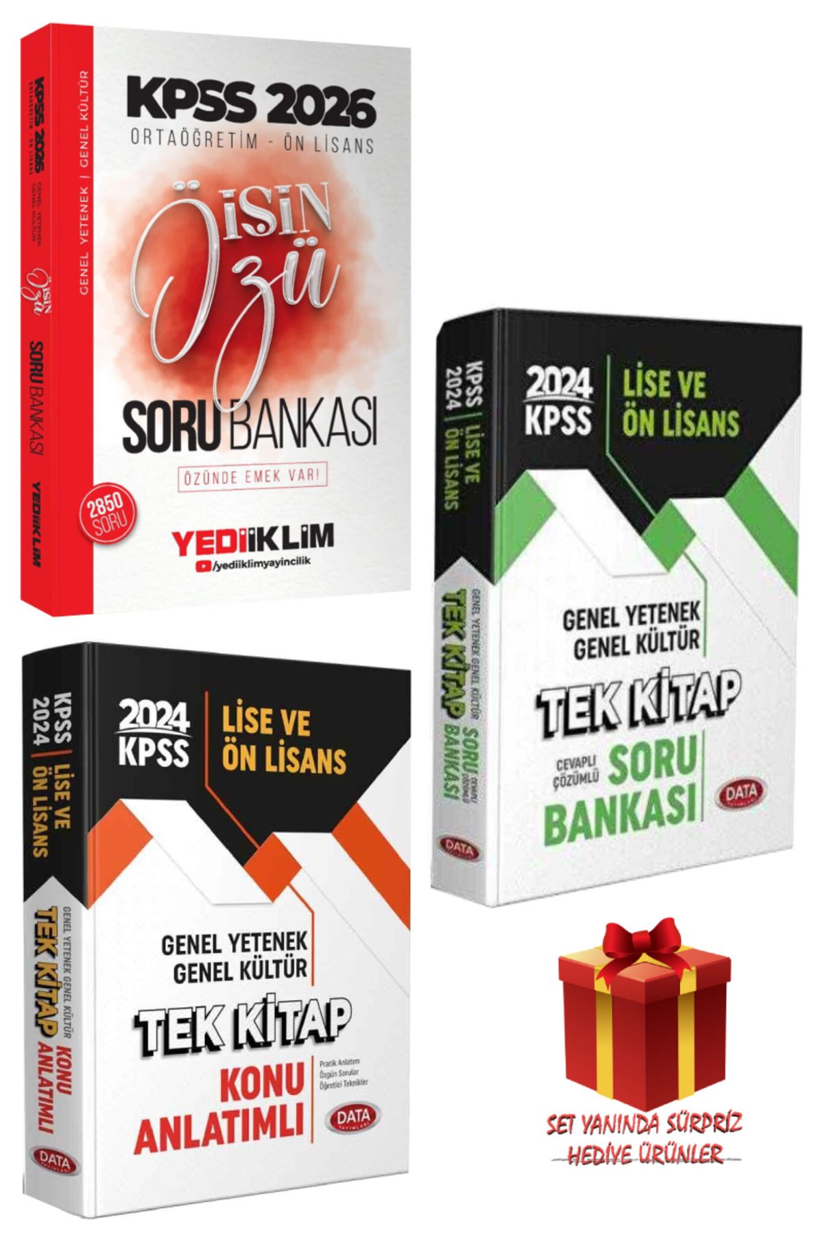Yediiklim Yayınları 2026 KPSS Ortaöğretim-Ön Lisans İşin Özü Soru Bankası+Tek Kitap Konu Anlatımlı+Soru Bankası+Hediye