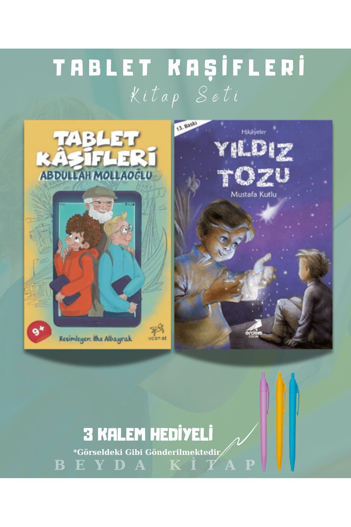 Bilge Kültür Sanat Tablet Kaşifleri - Yıldız Tozu - Abdullah Mollaoğlu - Kitap Seti - Kalem Hediyeli