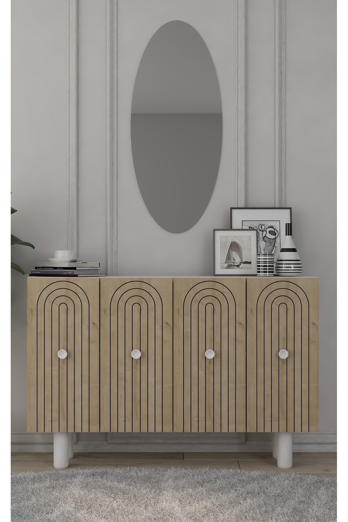 DEMONTE DECOR WOİSEDD (KM120) BOHEM KONSOL , ÇOK AMAÇLI DOLAP - BEYAZ,SAFİR MEŞE