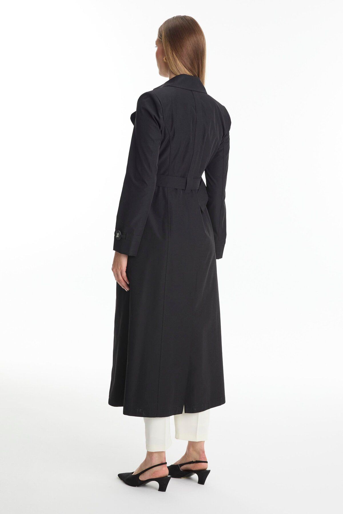 Zühre-Belted Black Trench Coat 13768 6