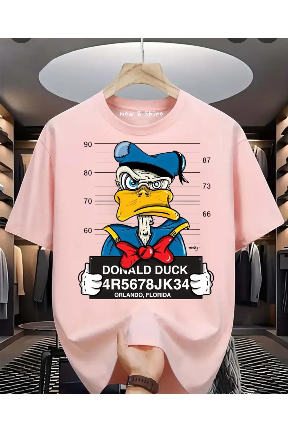 New Shine Donald Duck Baskılı Büyük Beden Oversize T-Shirt