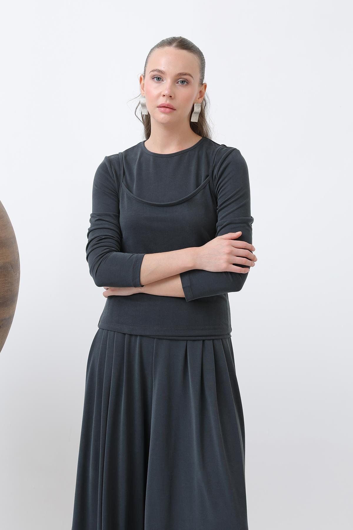 Soul Kadın Atlet Detaylı Bluz -32262BLZ - DARK ANTHRACITE