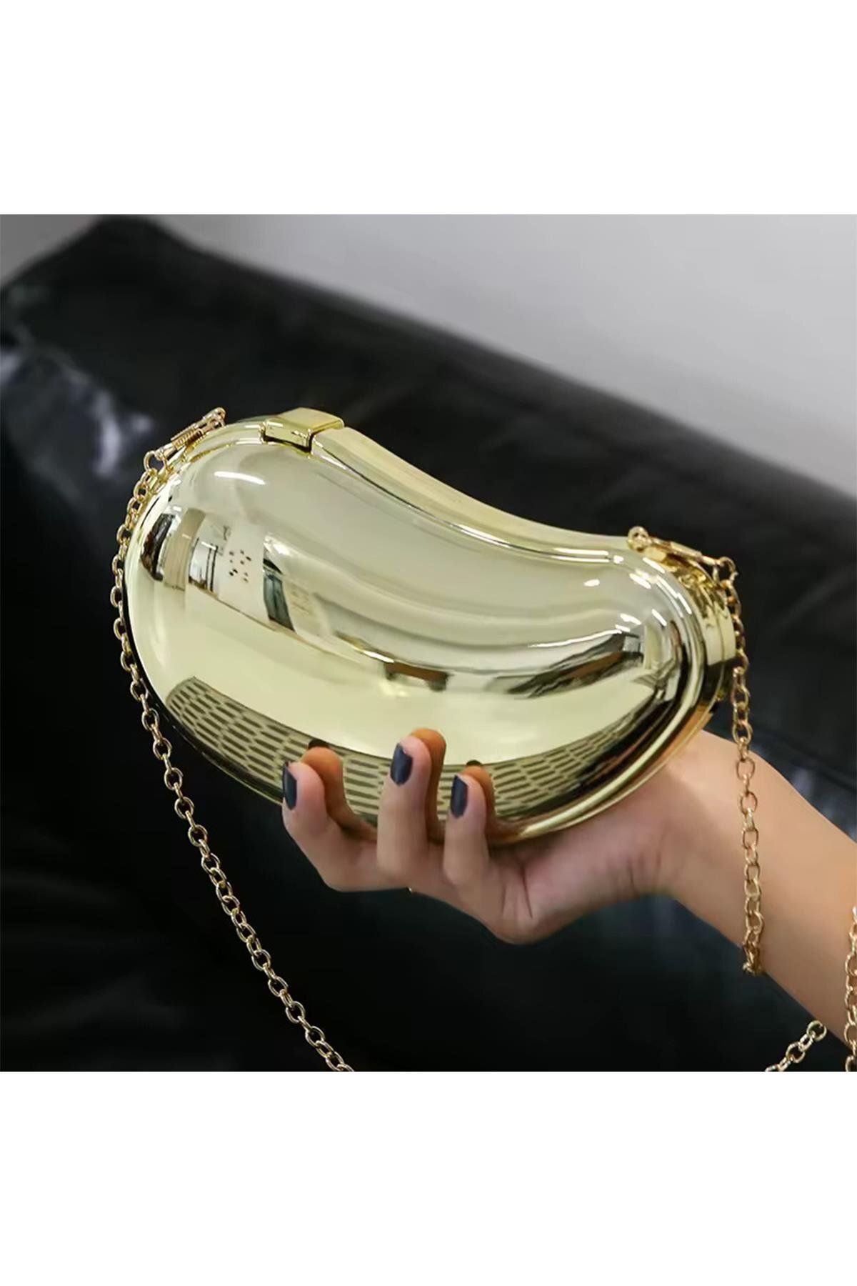 Berlesi Gold Mango Desenli Abiye Çanta