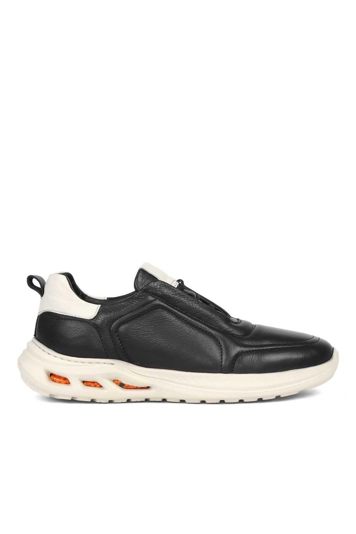 Celal Gültekin Erkek Siyah Bağcıklı Kalın Tabanlı Deri Sneaker