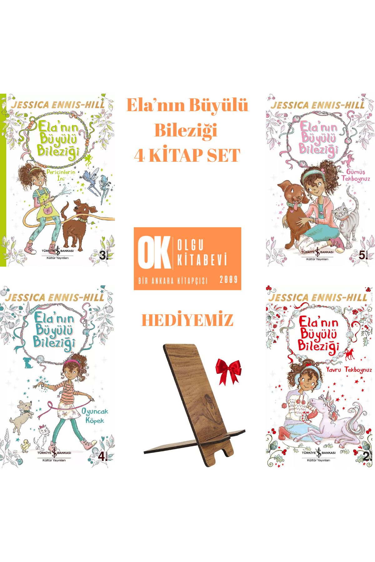 TÜRKİYE İŞ BANKASI KÜLTÜR YAYINLARI Ela’nın Büyülü Bileziği Serisi / 4 kitap set ( telefon tutucu hediyeli )