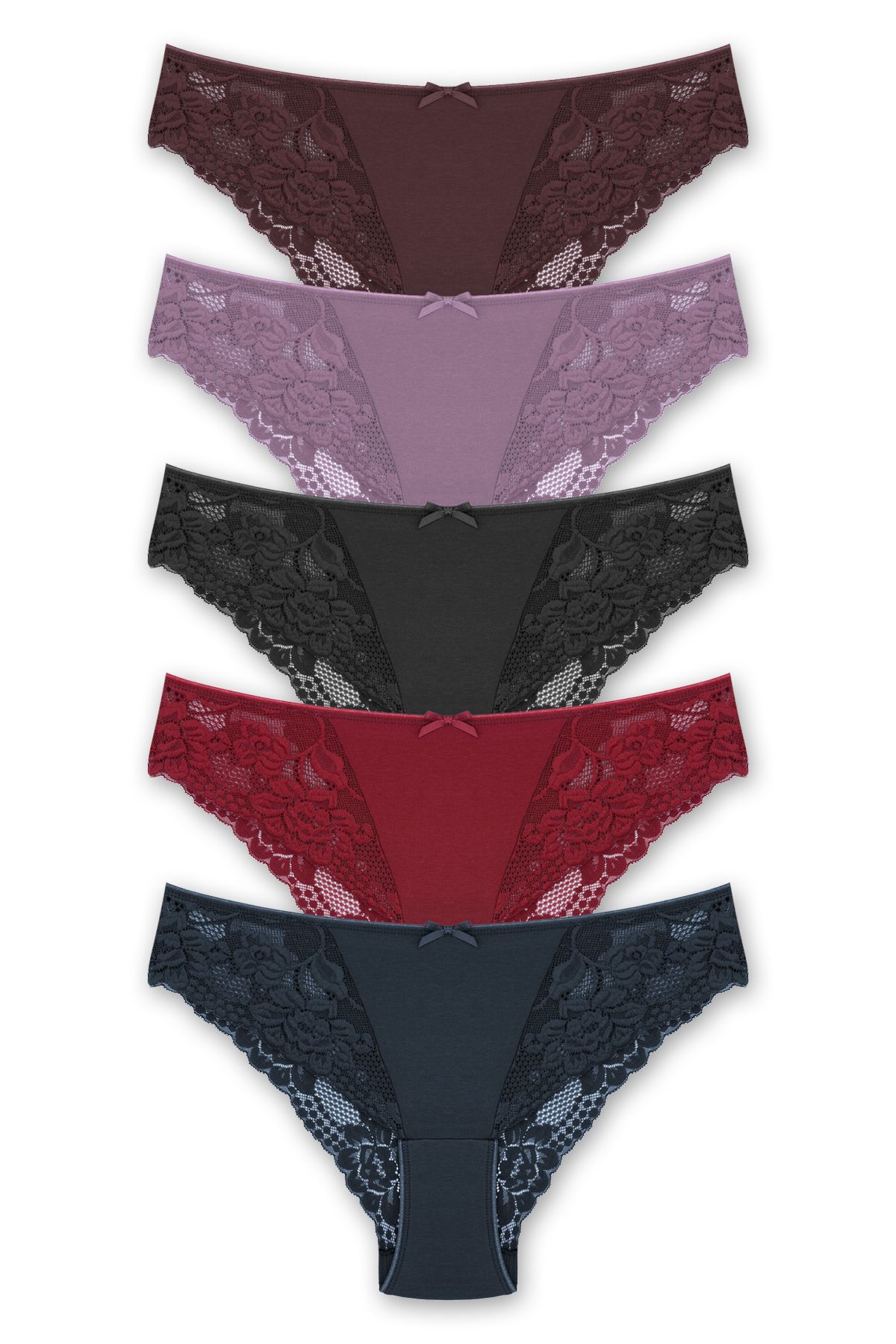 ZENA UNDERWEAR 5'li Pamuklu Dantel Detaylı Slip Kadın Külot