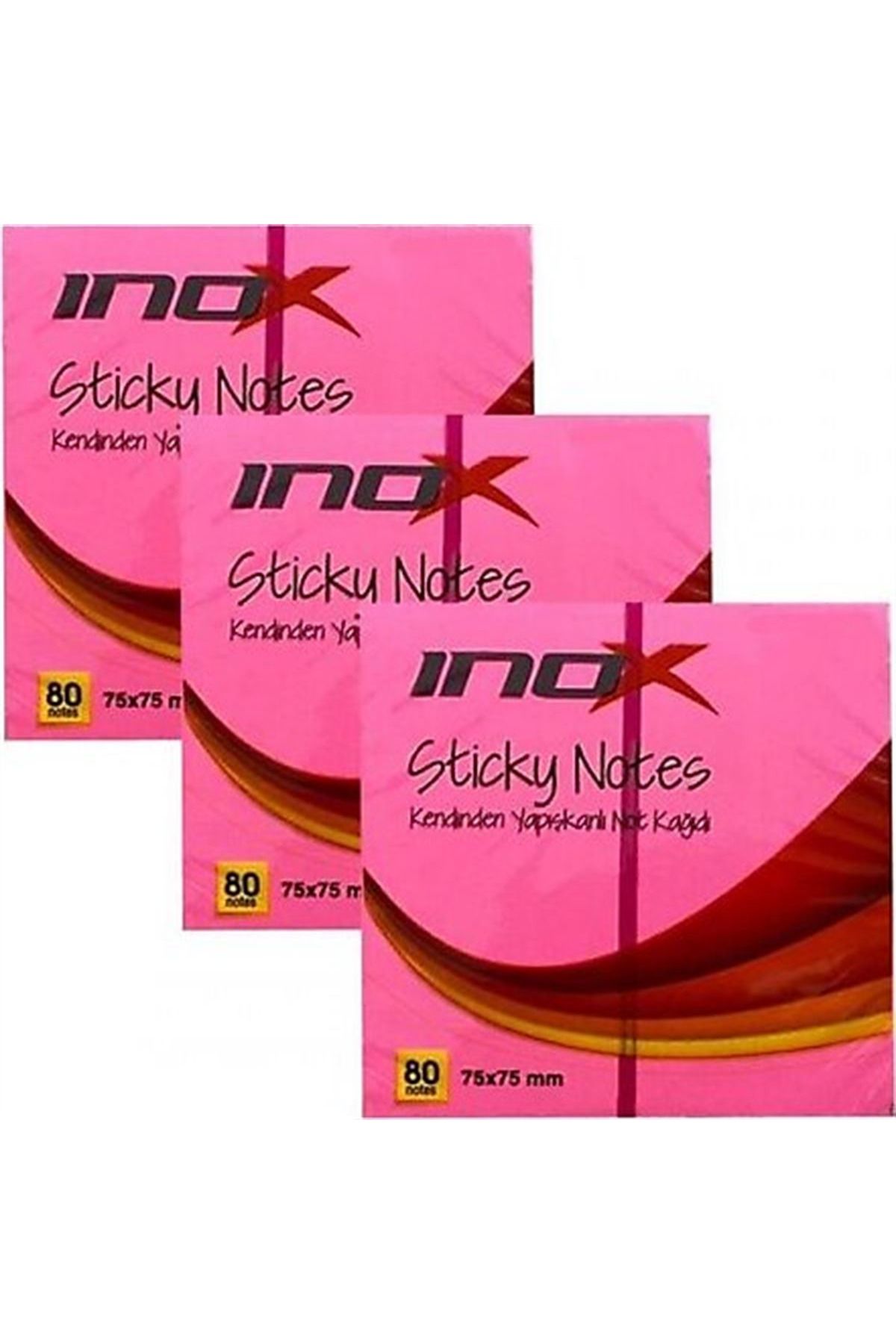 inox-Adhesive Note Paper 75X75 Phosphor Pink 12 Pack 1