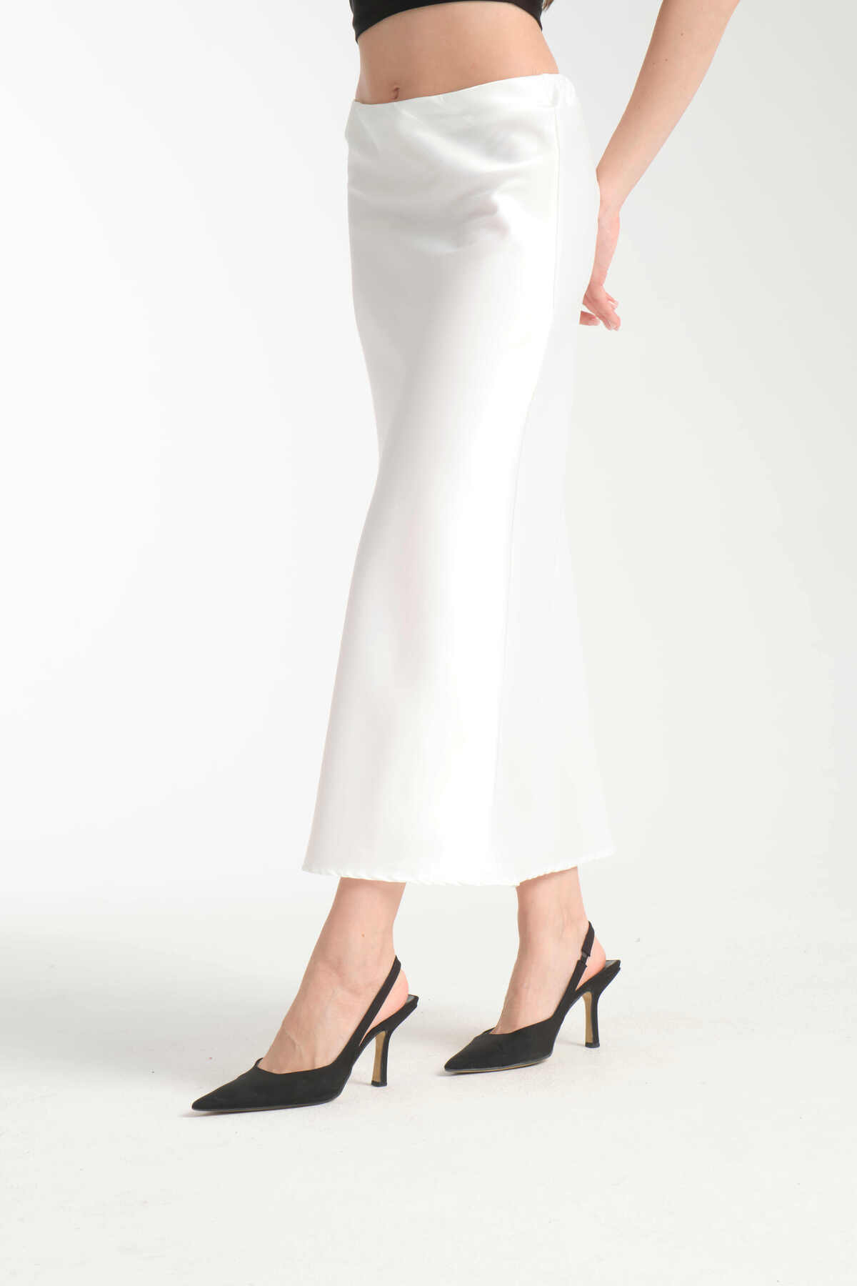 İLKCET MODA-Fustă midi de damă din satin 3