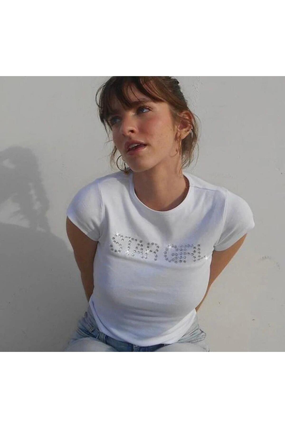 aleksandritbutik ALEKSANDRİT BUTİK STAR GİRL CROP TİŞÖRT