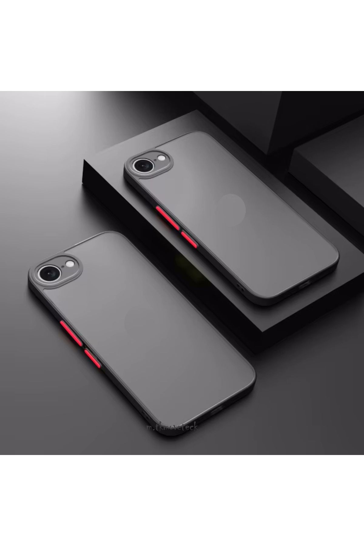 m.tk moveteck iPhone 7 8 Kılıf Mat Parmak izi Yapmaz Kamera Korumalı Renkli Tuşlu Sert Silikon Kapak Logo Gösterir