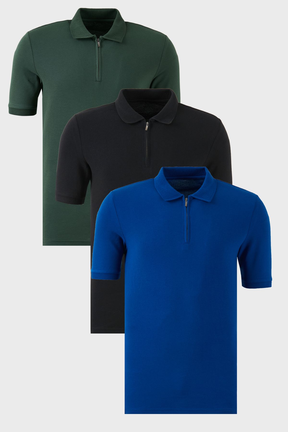 Buratti Pamuklu Regular Fit Yarım Fermuarlı 3'lü Paket Polo Yaka T Shirt Erkek POLO YAKA T SHİRT 590