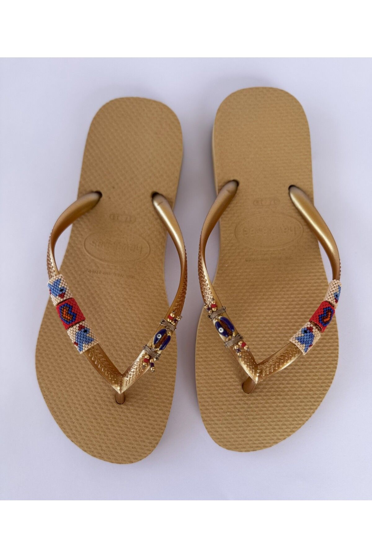 Havaianas Slim Gold Terlik Miyuki Motif Detaylı Plaj Terliği