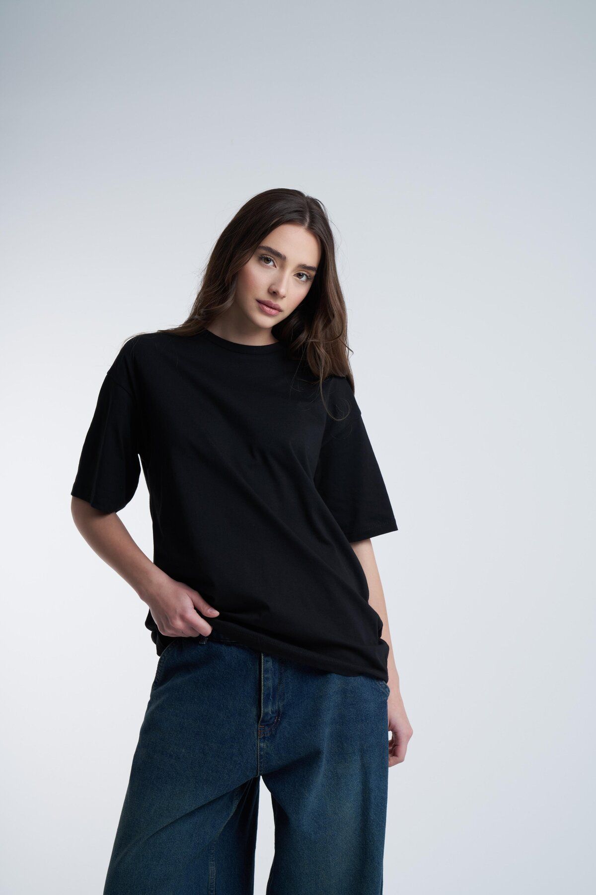 citycenterfashion Kadın Bisiklet Yaka Kısa Kol Suprem Kumaş Basic T-shirt cty-abr-9818