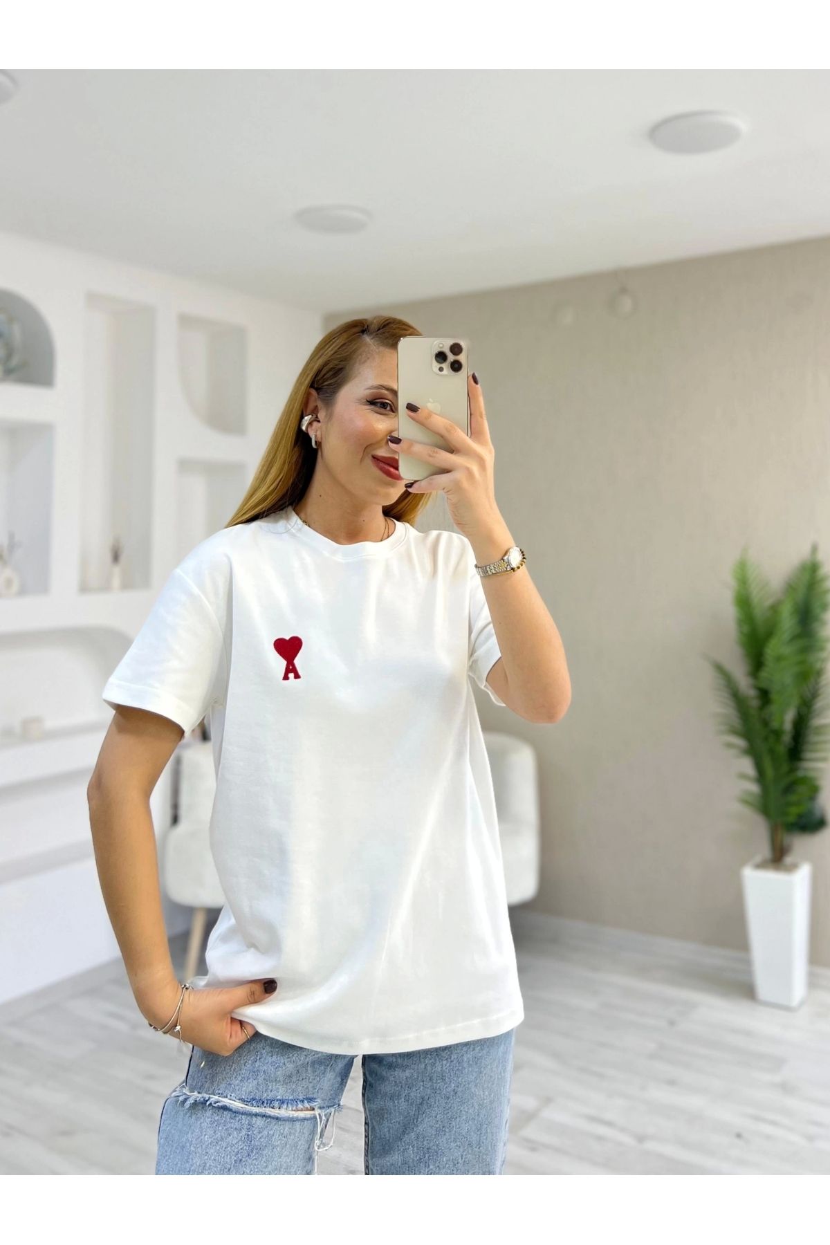 İrka Moda Marka Baskılı Tişört Beyaz