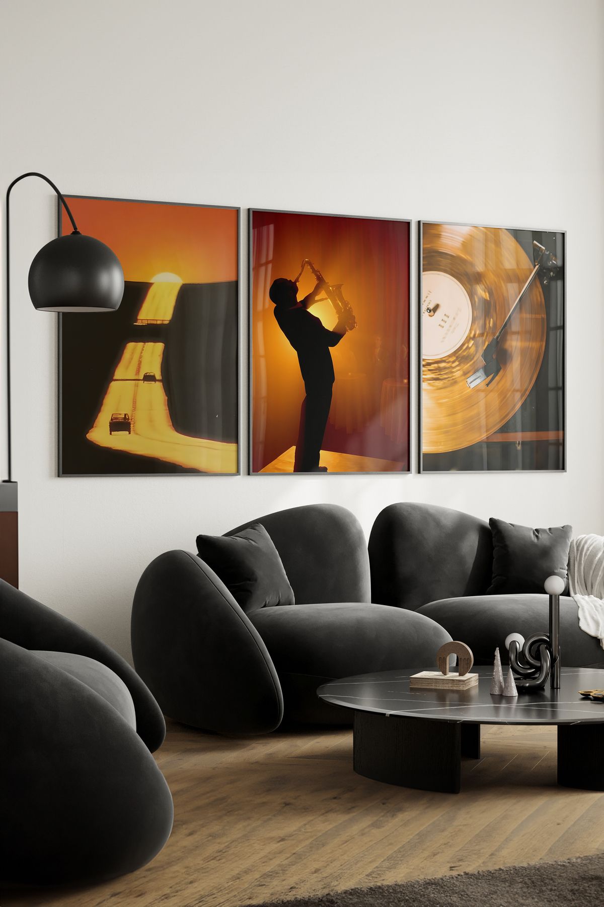 Home 3'lü Estetik Kızıl Tonda Seti, Oturma Odası Dekoru, Salon Dekoru, Mutfak Dekoru, Çerçevesiz Poster