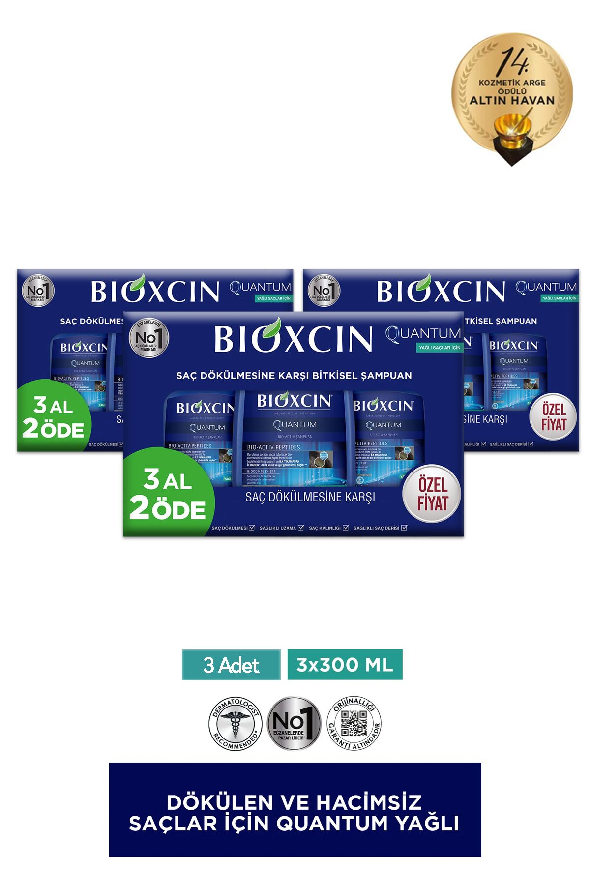Bioxcin Quantum Şampuan 3 Al 2 Öde Yağlı Saçlar Için 3x300 Ml 3 Adet