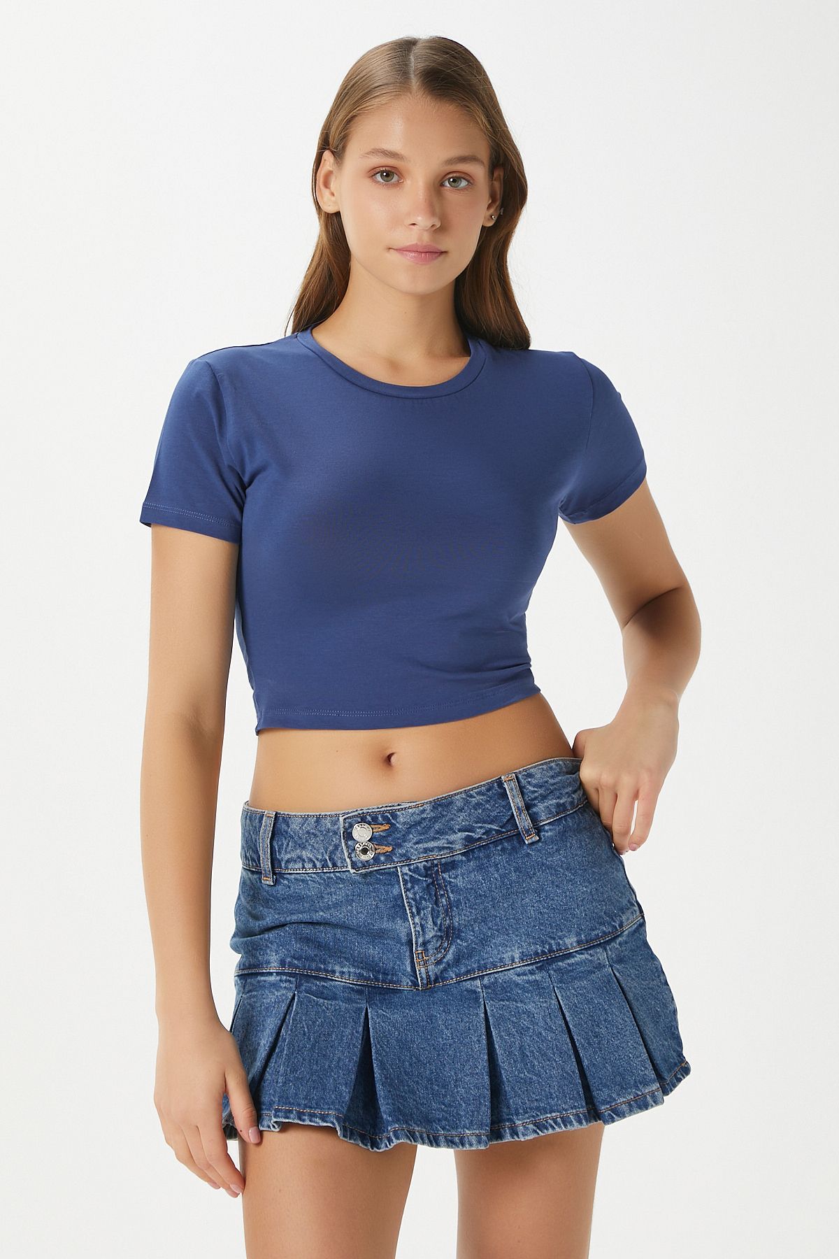 Ritnice Kadın Serra %100 Pamuk Lacivert Crop Top