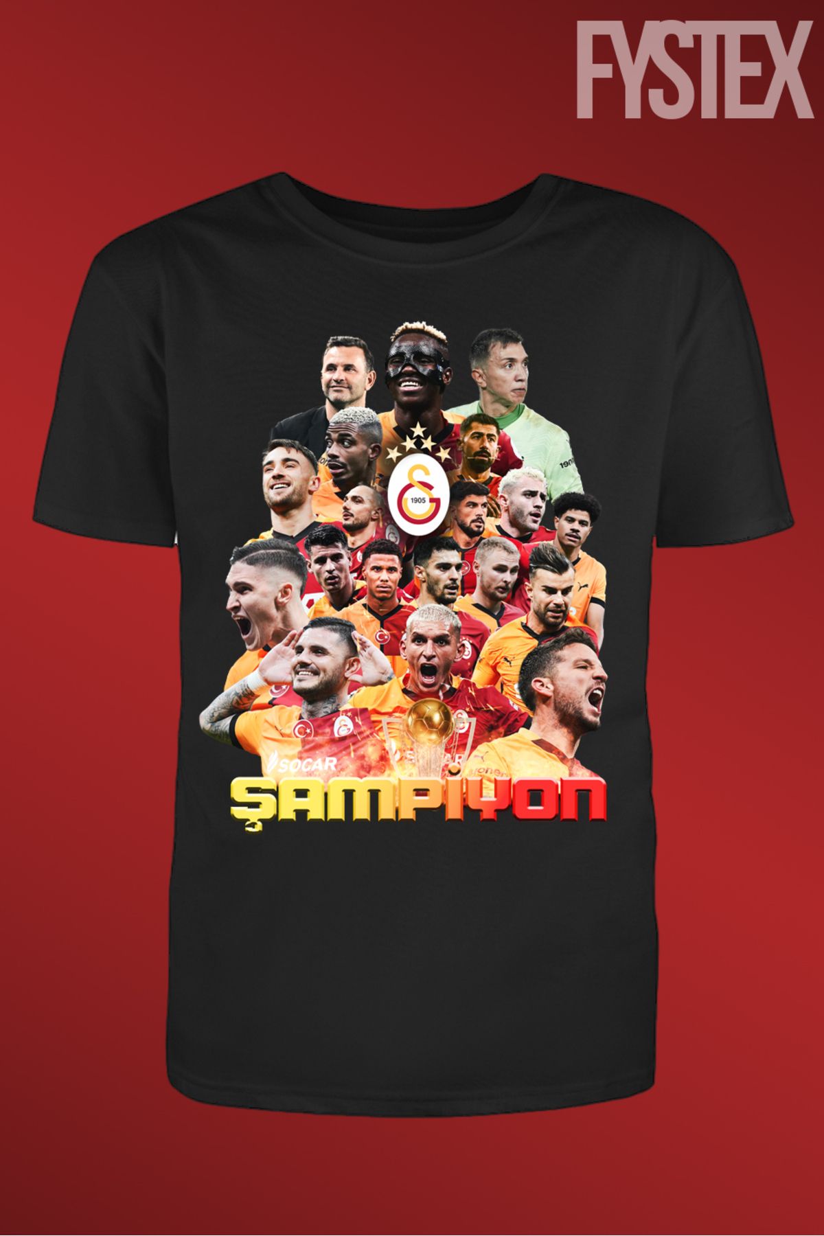 FYSTEX -GALATASARAY-25.ŞAMPİYONLUK-ŞAMPİYON TAKIM-UNİSEX-TSHİRT