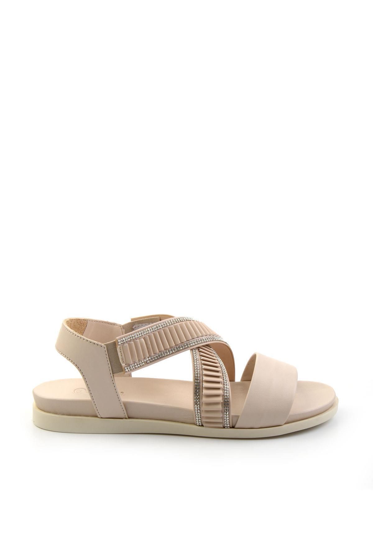 Bambi Bej Leather Kadın Sandalet K05724660203