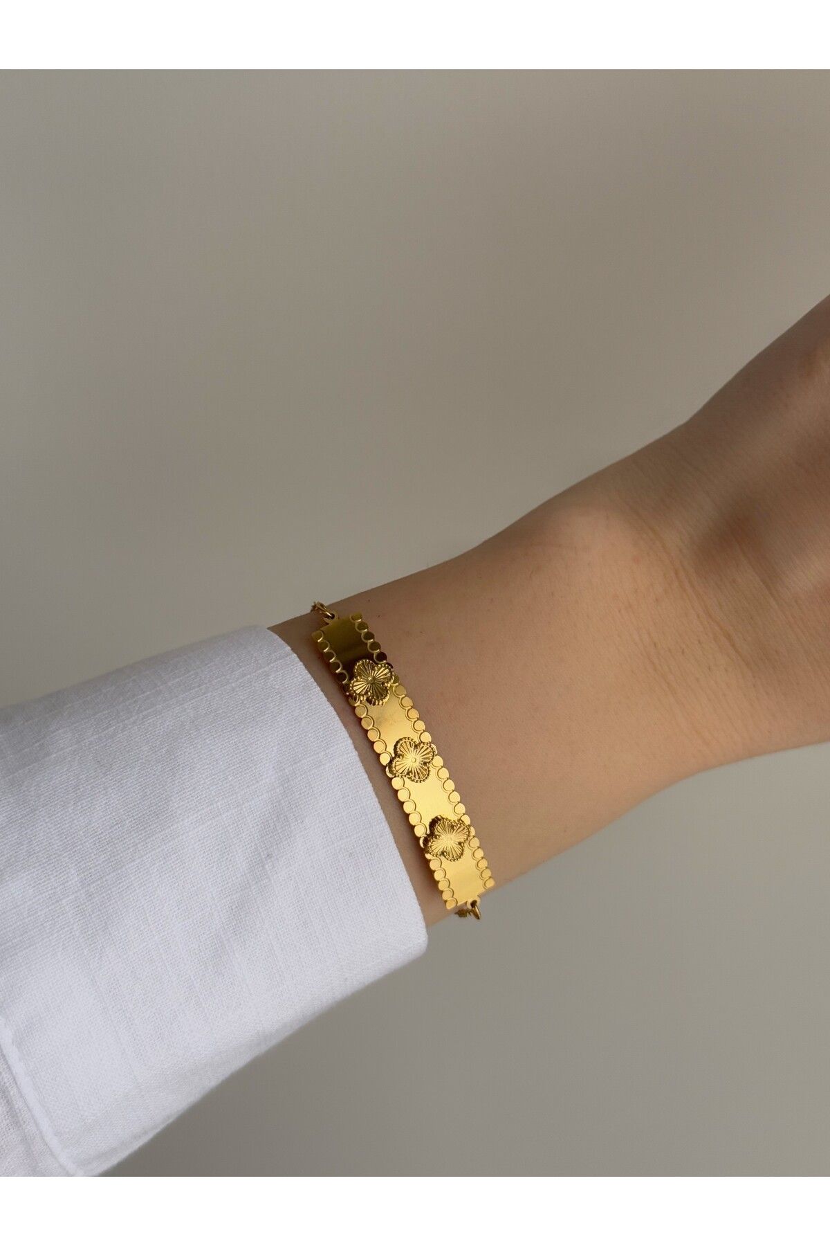 Owentis Çelik Gold Plaka Vintage Model İkonik Peoria Bileklik -kararma yapmaz-
