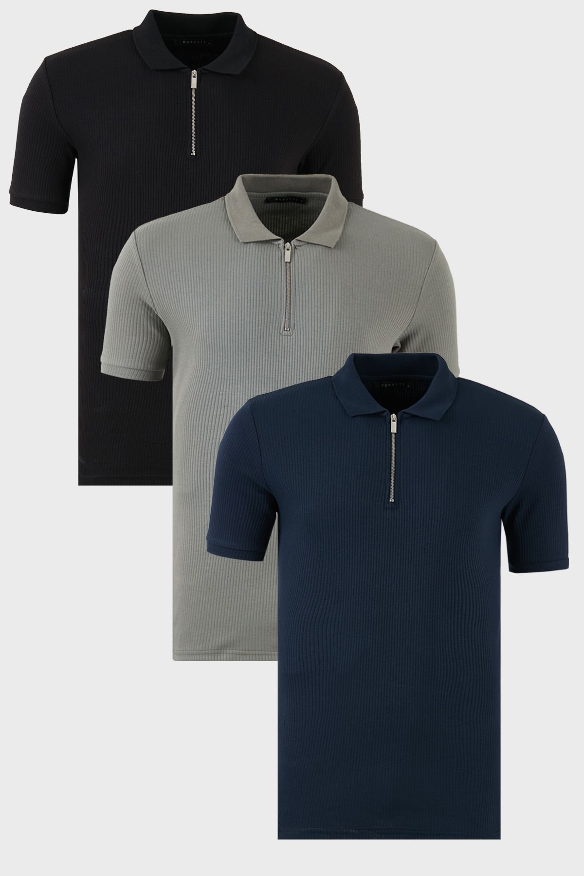 Buratti Pamuklu Regular Fit Yarım Fermuarlı 3'lü Paket Polo Yaka T Shirt Erkek POLO YAKA T SHİRT 590