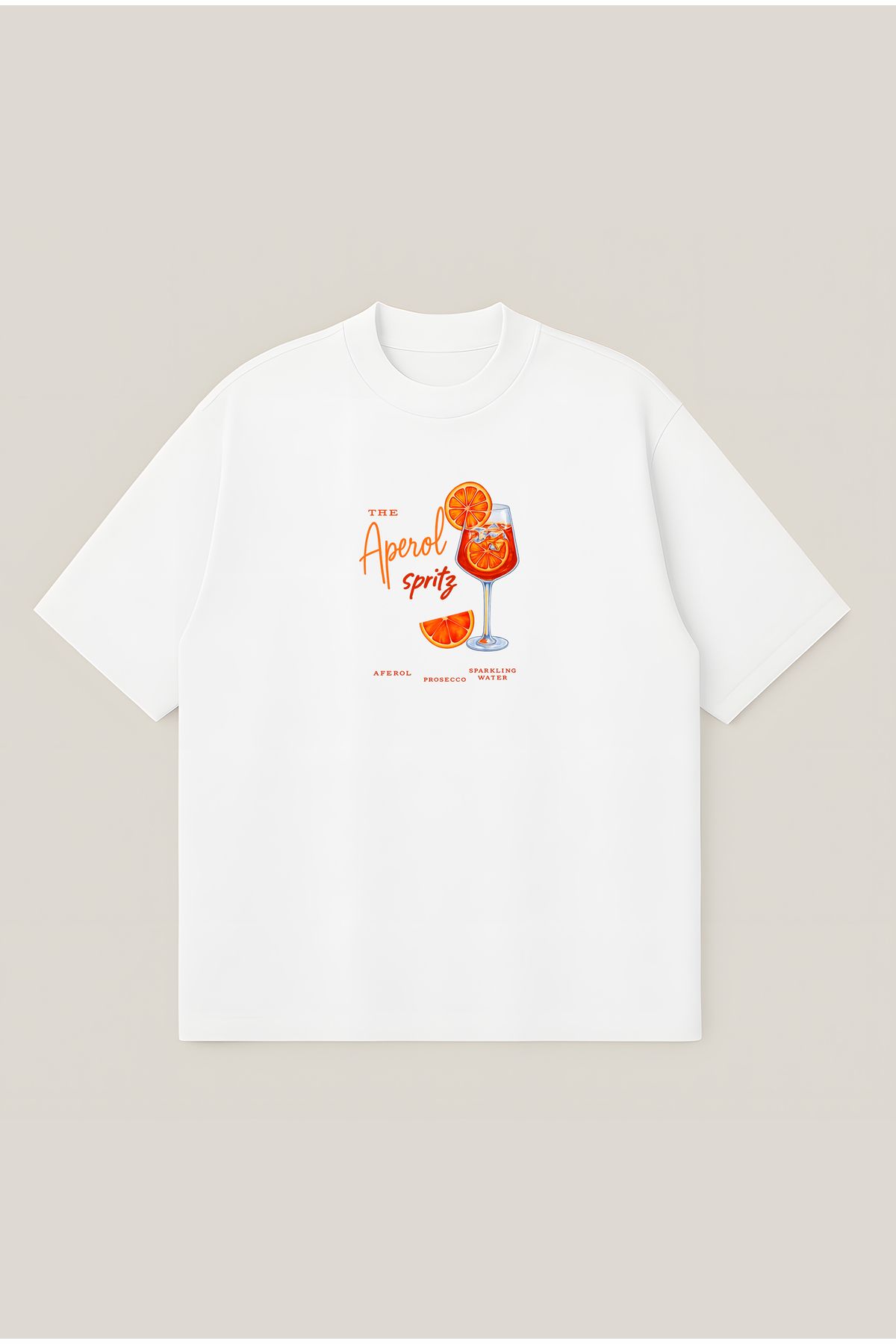 Moon Dancer Aperol Unisex Oversize Baskılı Boxy Fit Kalın Kumaşlı Tshirt