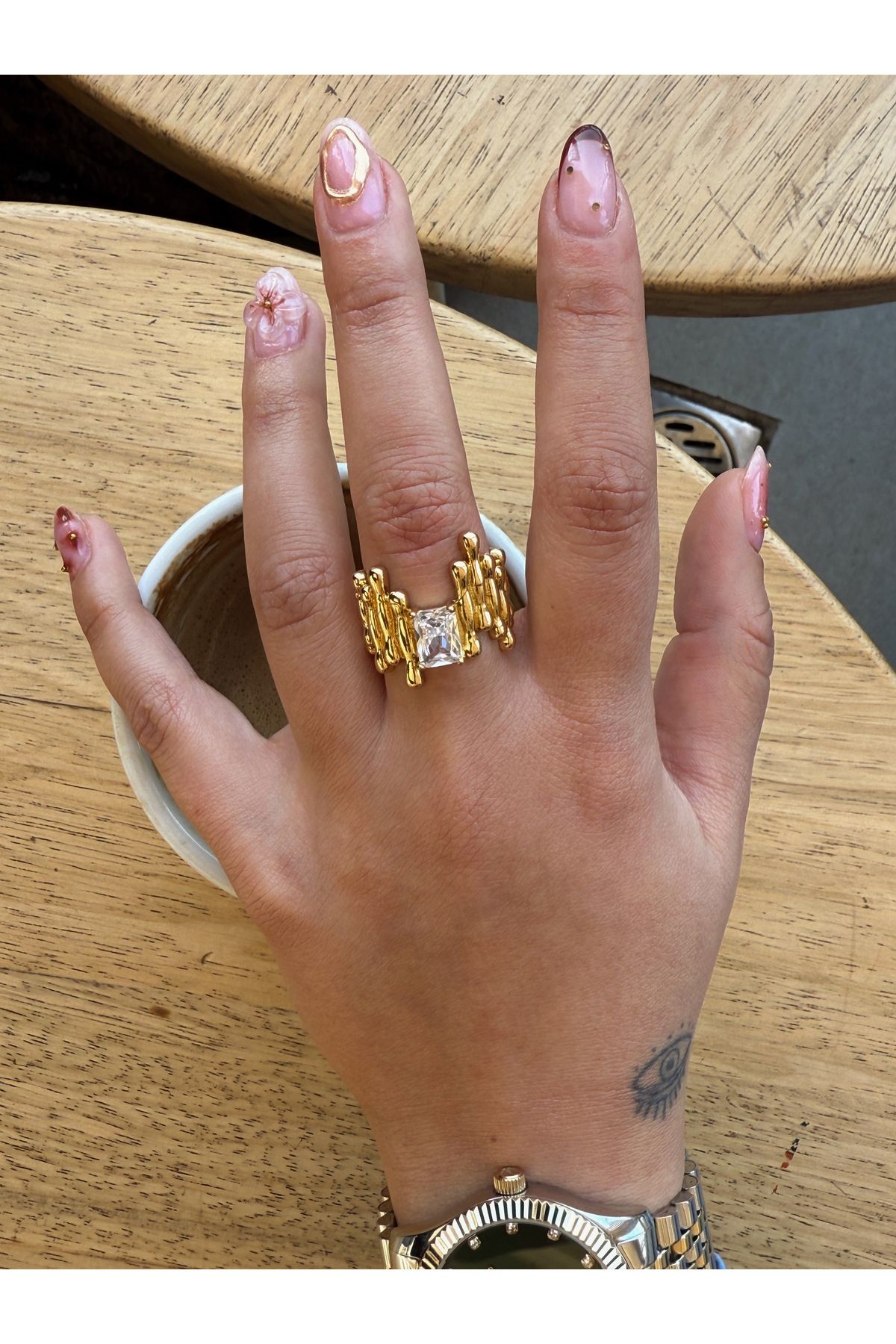 HeyYou Jewelry Ayarlı golden yüzük