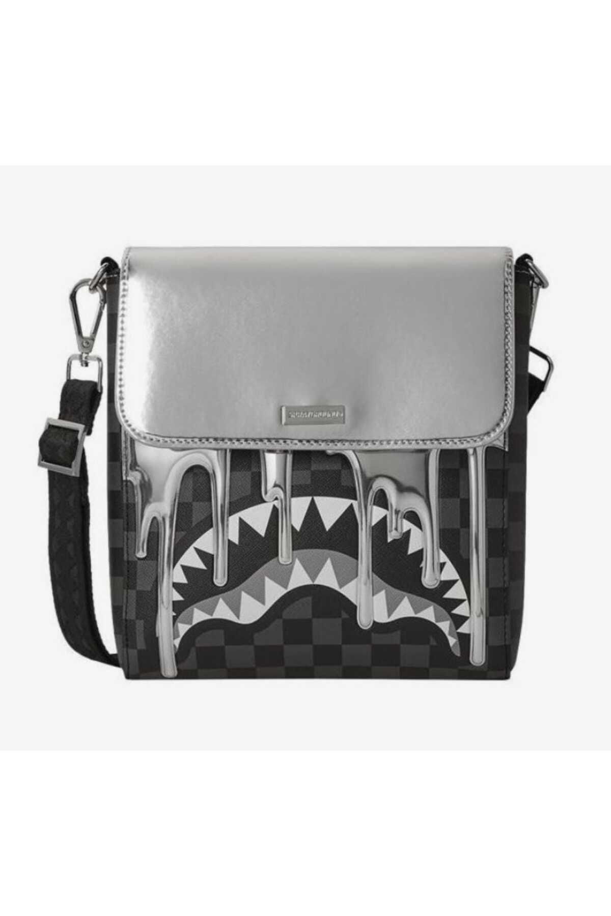 Sprayground Metalik Damla Köpekbalıkları Messenger Sling çanta