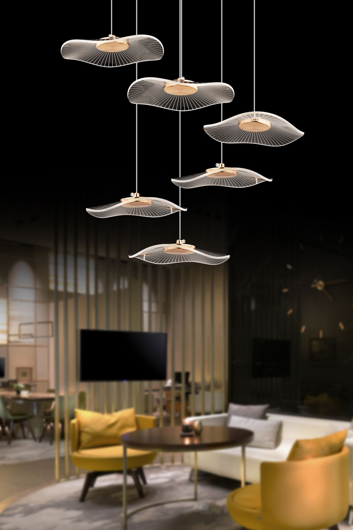 İstanbul Avize İstanbul Avize Şapka 6'lı Gold Üç Renk Led Lüx Modern Ledli Avize