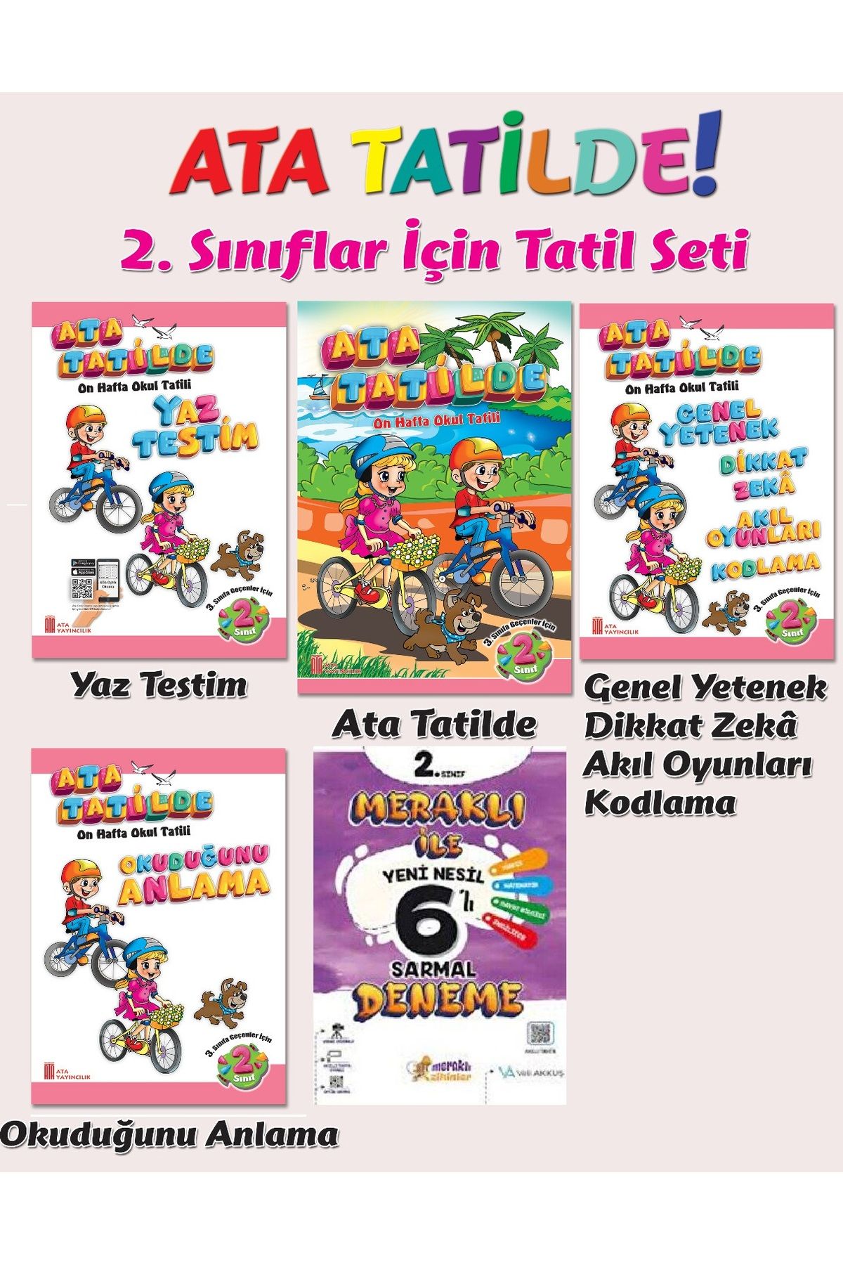 Ata Yayıncılık 2. Sınıf Ata Tatilde Setimiz 4 kitap + 6 lı deneme