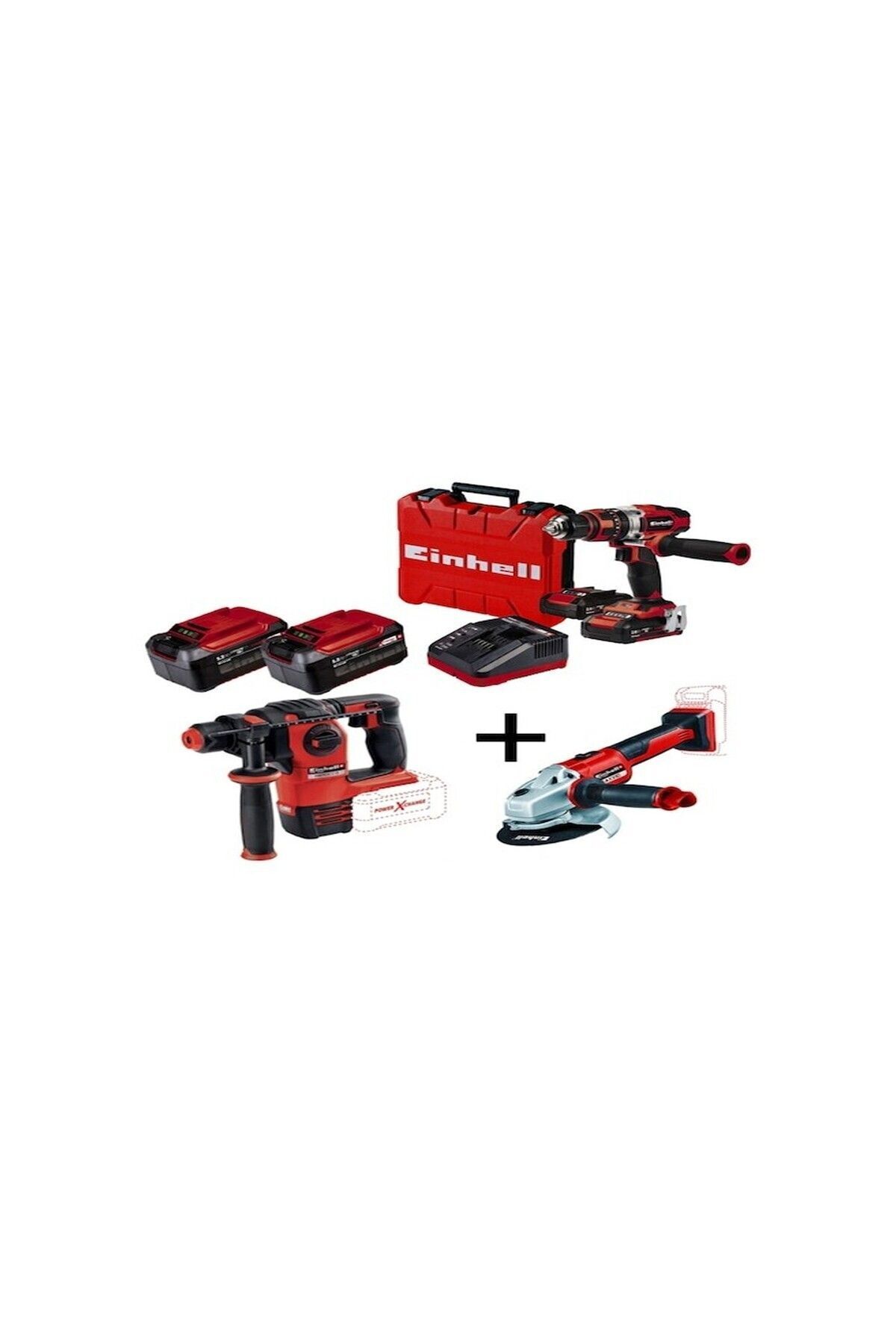 Einhell KİT2 18V Li-ion Akülü Kırıcı Delici + Şarjlı Matkap + Taşlama Seti
