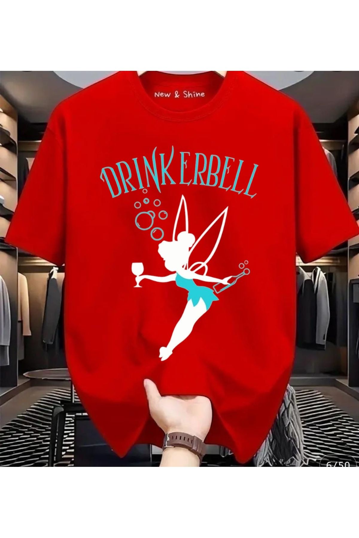 New Shine Drinkerbell Baskılı Oversize T-Shirt