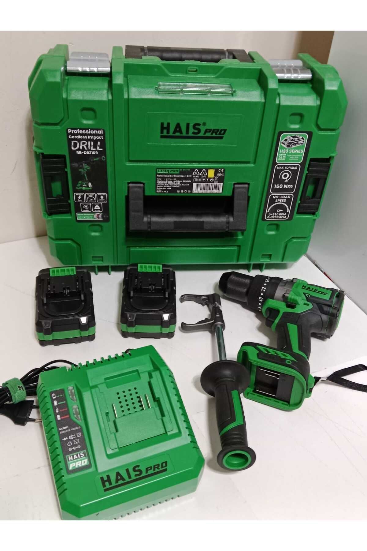 Hais PRO AKÜLÜ DARBELİ MATKAP 150N.M 21V 4AH RB-DB2109