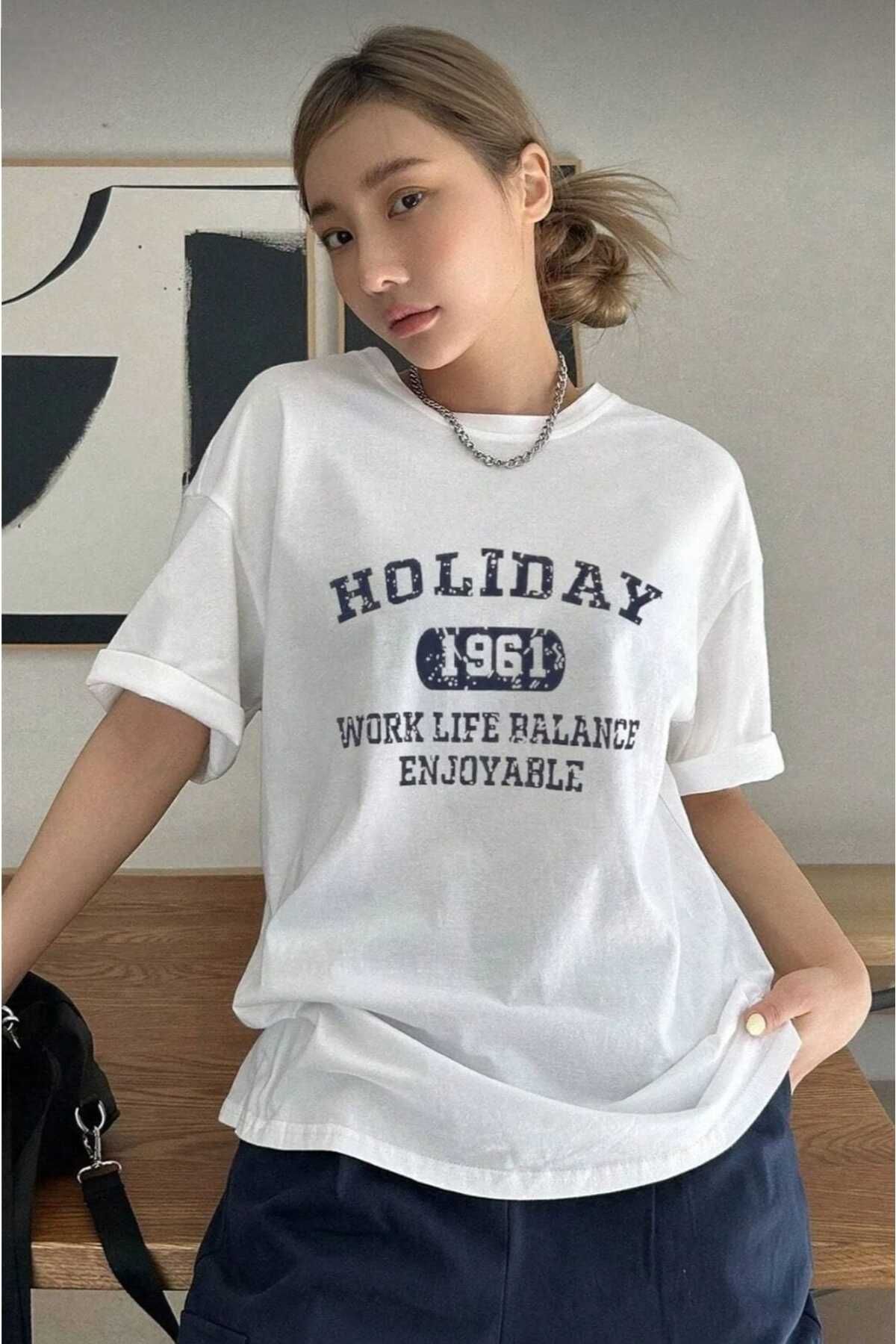 TekTarzz Unisex Holiday Baskılı Tasarım Tshirt