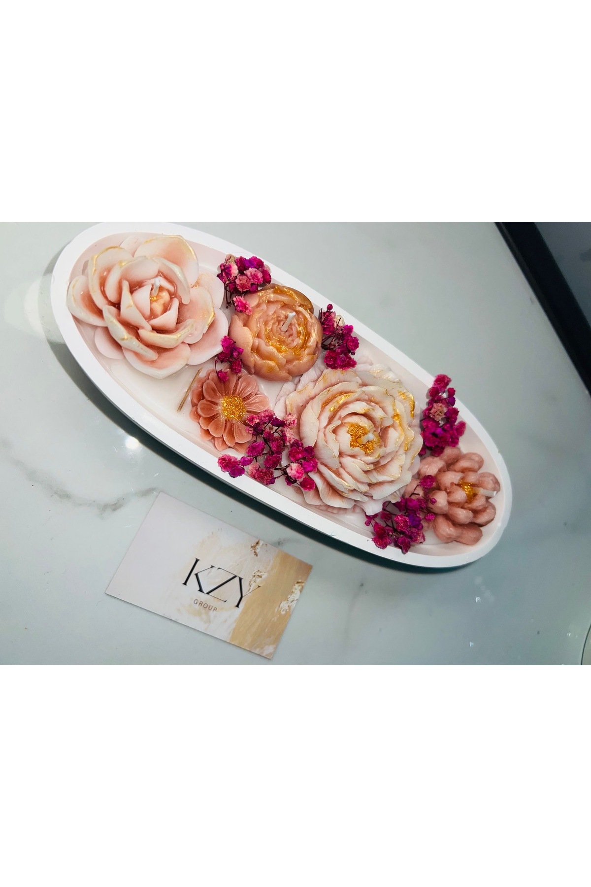 kzygroup Ev dekorasyon kayık tabak çiçek bahçesi mumluk set fotoğrafı 2 (önizleme)