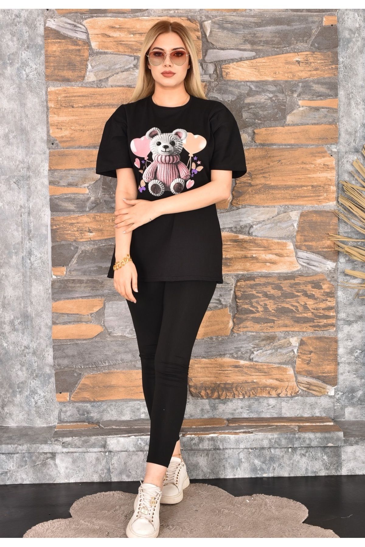 GEZEGENX Özel Baskılı Oversize Kadın T-Shirt Bisiklet Yaka
