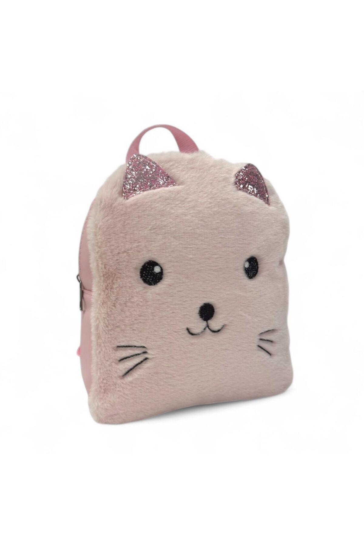 çantaevim Pembe Renk Kız Çocuk Sırt Çantası Peluşlu Kedi Desenli Sevimli Hayvan Desenli Ayarlanabilir Askılı