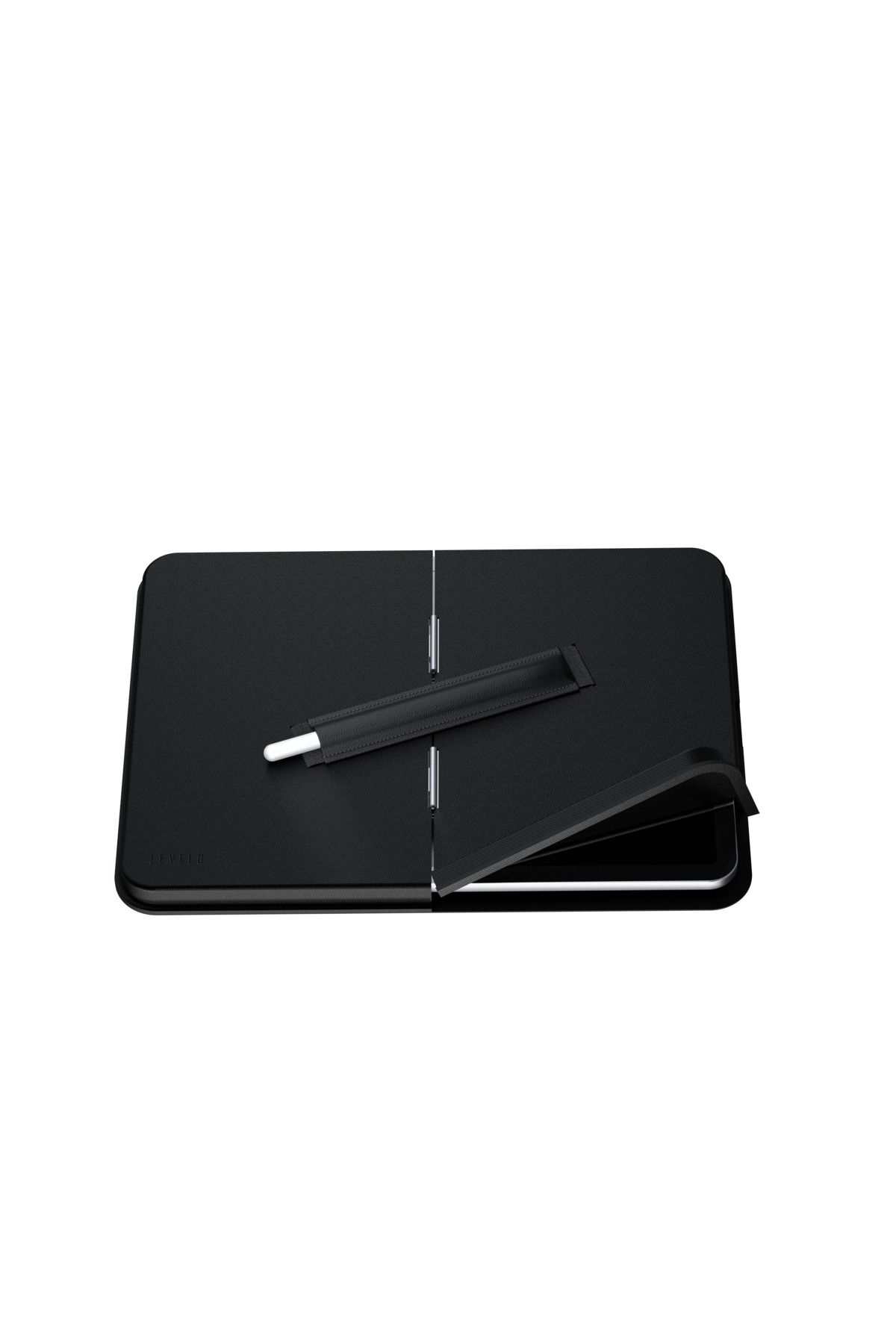 Levelo iPad 11 İnç İçin Elden Tutma Kayışlı Çok Yönlü 4ü 1 Arada Kılıf Kartlık Kalem Yuvası