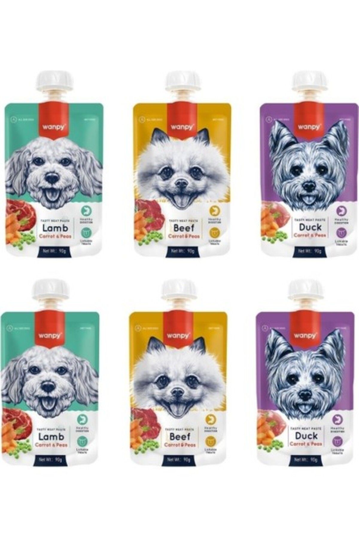 Orqinel Wanpy 3 Çeşit Karma Taze Köpek Et Ezmesi 90 Gr. x 6 Adet