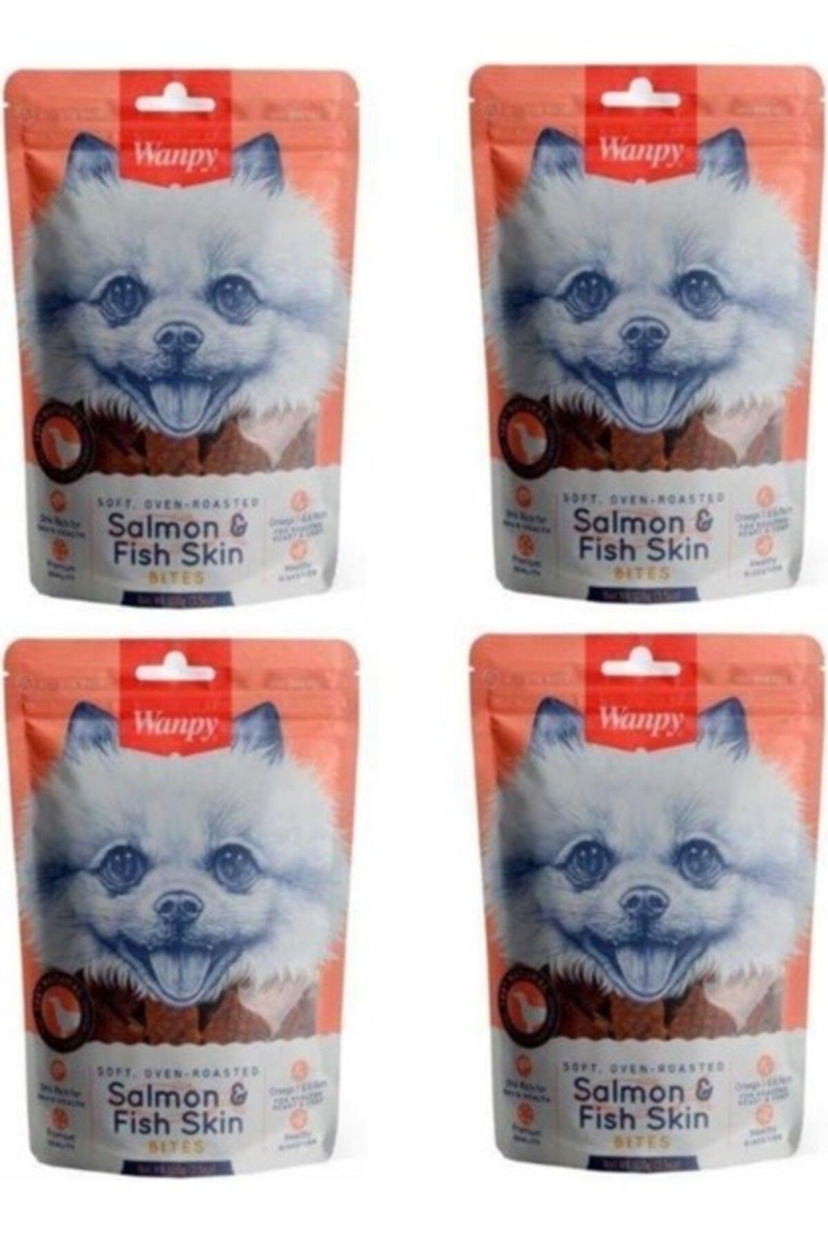 Orqinel Wanpy grerçek Somon Dilimleri Köpek Ödülü 100 gr x 4 Adet