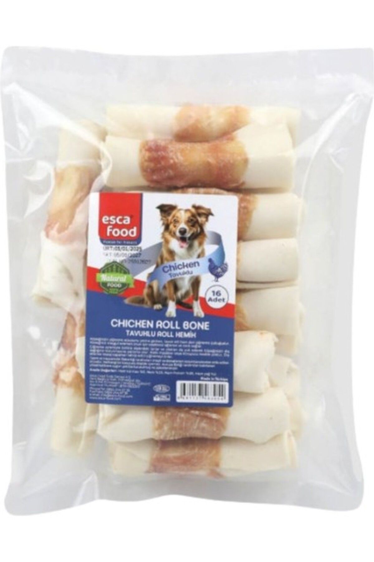 Orqinel Esca Food Tavuklu Roll (Dürüm) Kemik Köpek Ödülü 16 adet 400grAmlIK Paket