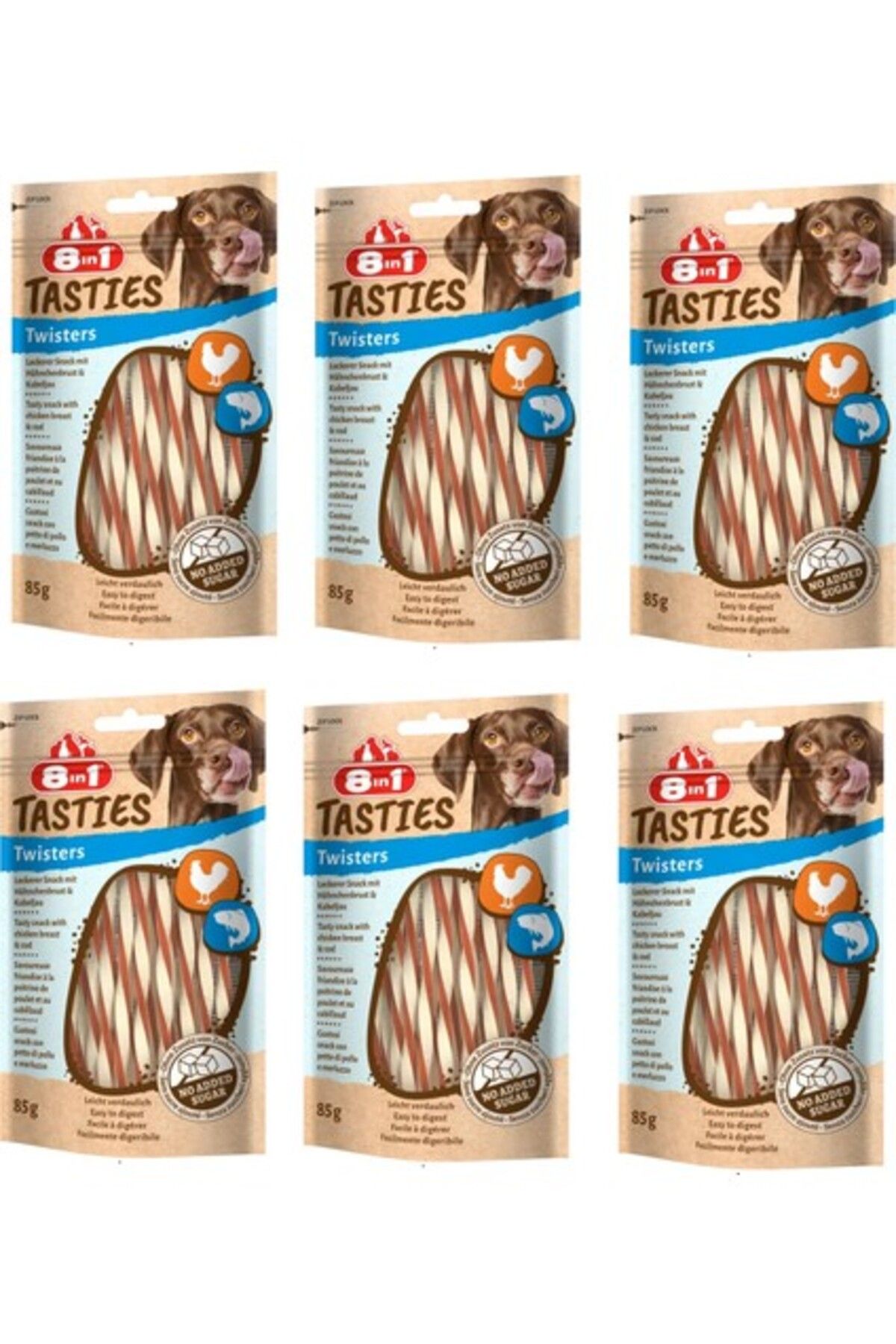 Orqinel 8in1 Tasties Twisters Tavuk ve Balıklı Köpek Ödülü 85 Gr. x 6 Adet