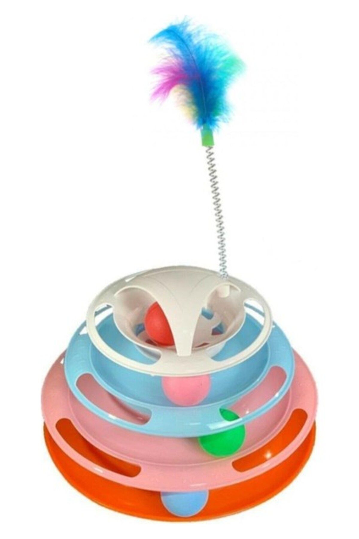 Orqinel Glipet Miapet Tower Of Tracks 4 Katlı Tüylü Yuvarlak Kedi Oyuncağı 24 x 13 cm Mix
