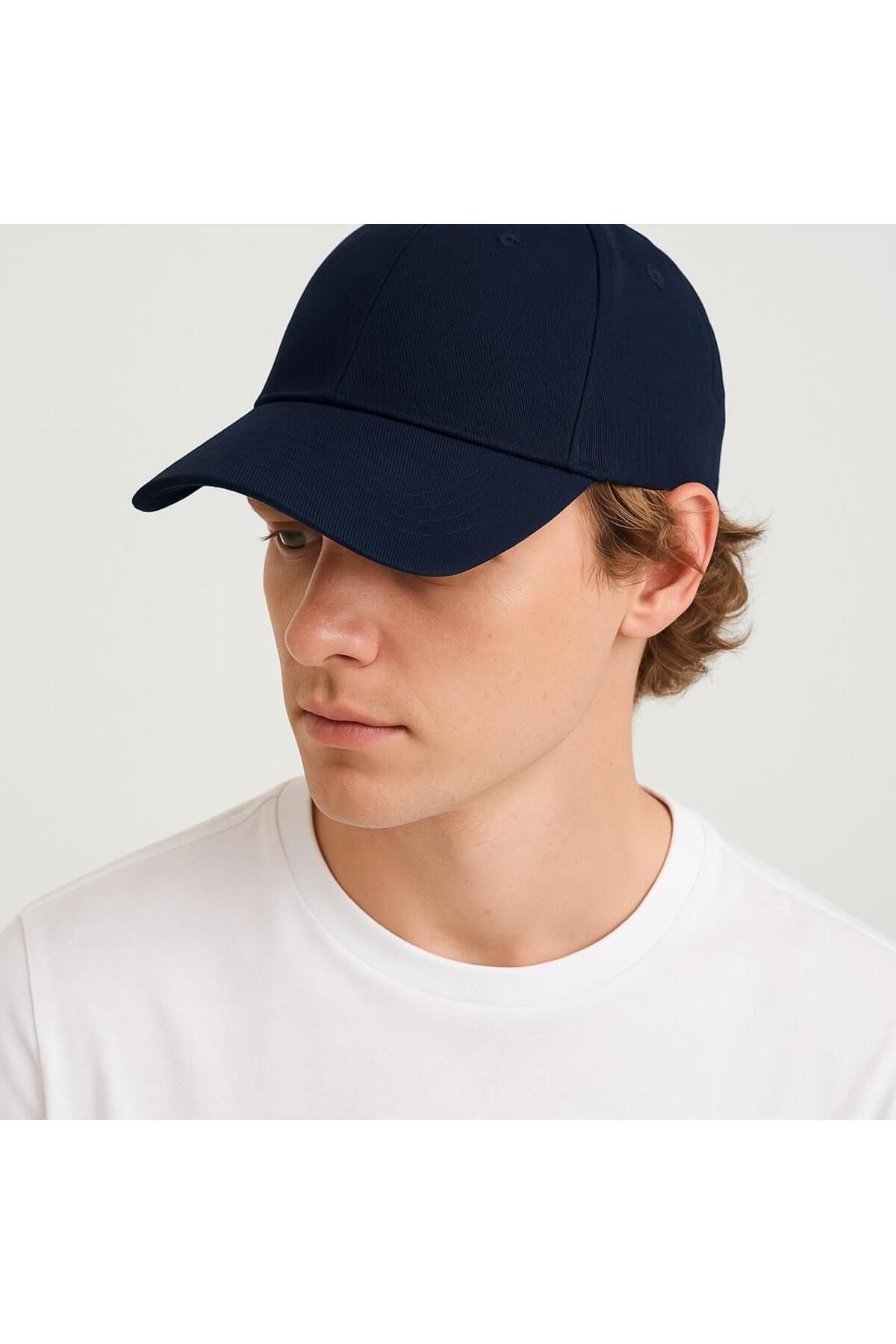 SFCOLLECTION Lacivert Spor Şapka Unisex Arkası Cırtlı Ayarlanabilir Pamuklu Cap Şapka