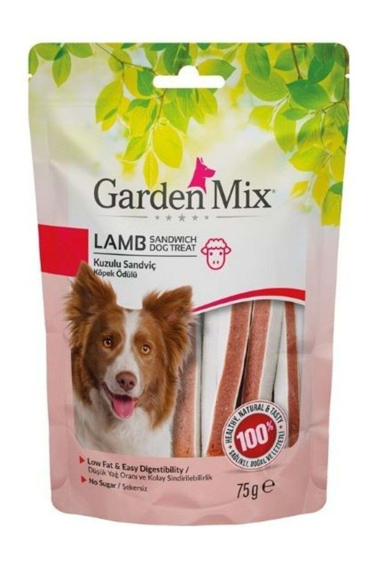 Orqinel Garden Mix Kuzulu Sandviç Düşük Yağlı Şekersiz Köpek Ödül Maması 75 gr