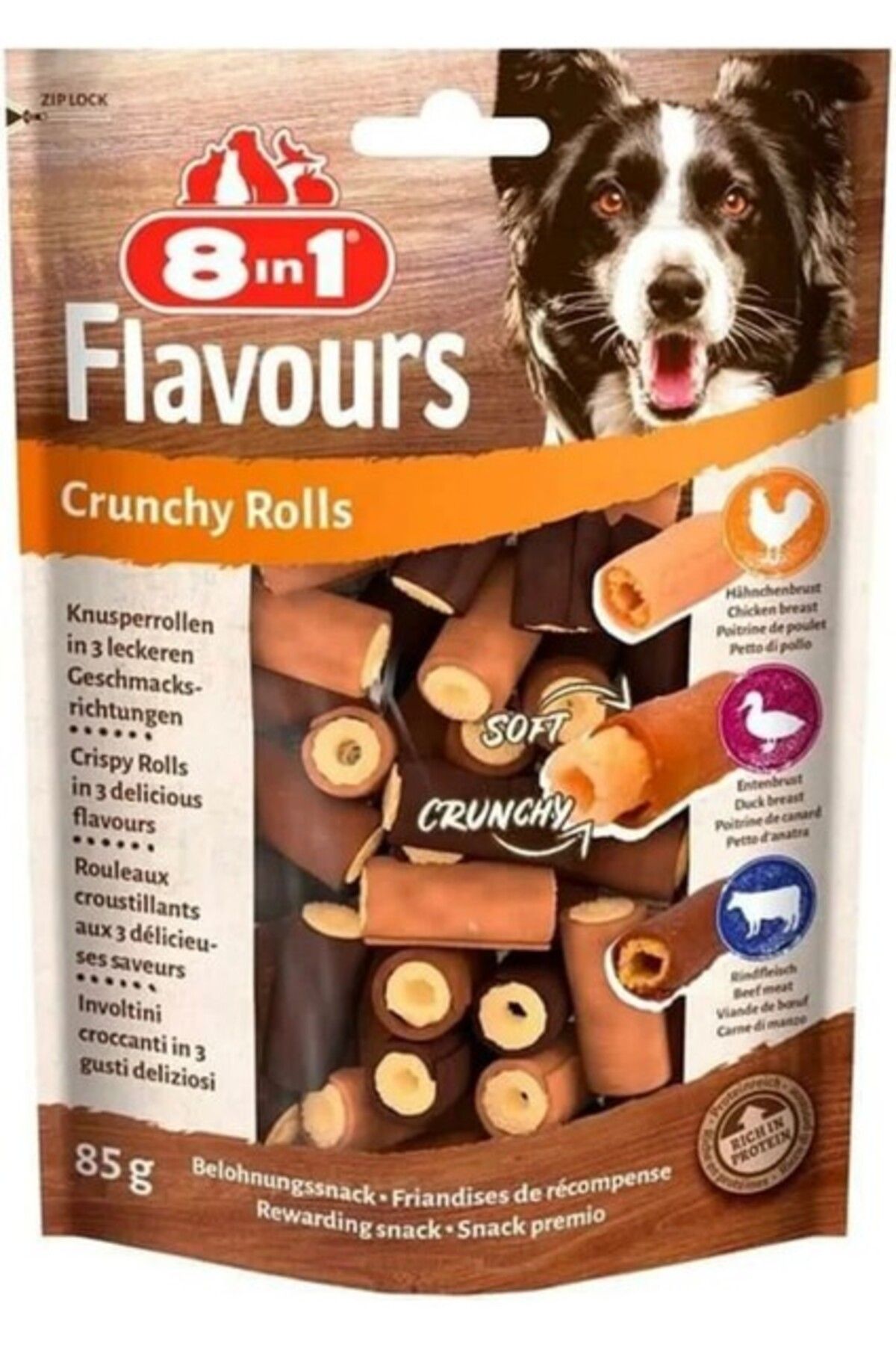 Orqinel 8in1 Flavours Crunchy Rolls Köpek Ödülü 85 gr
