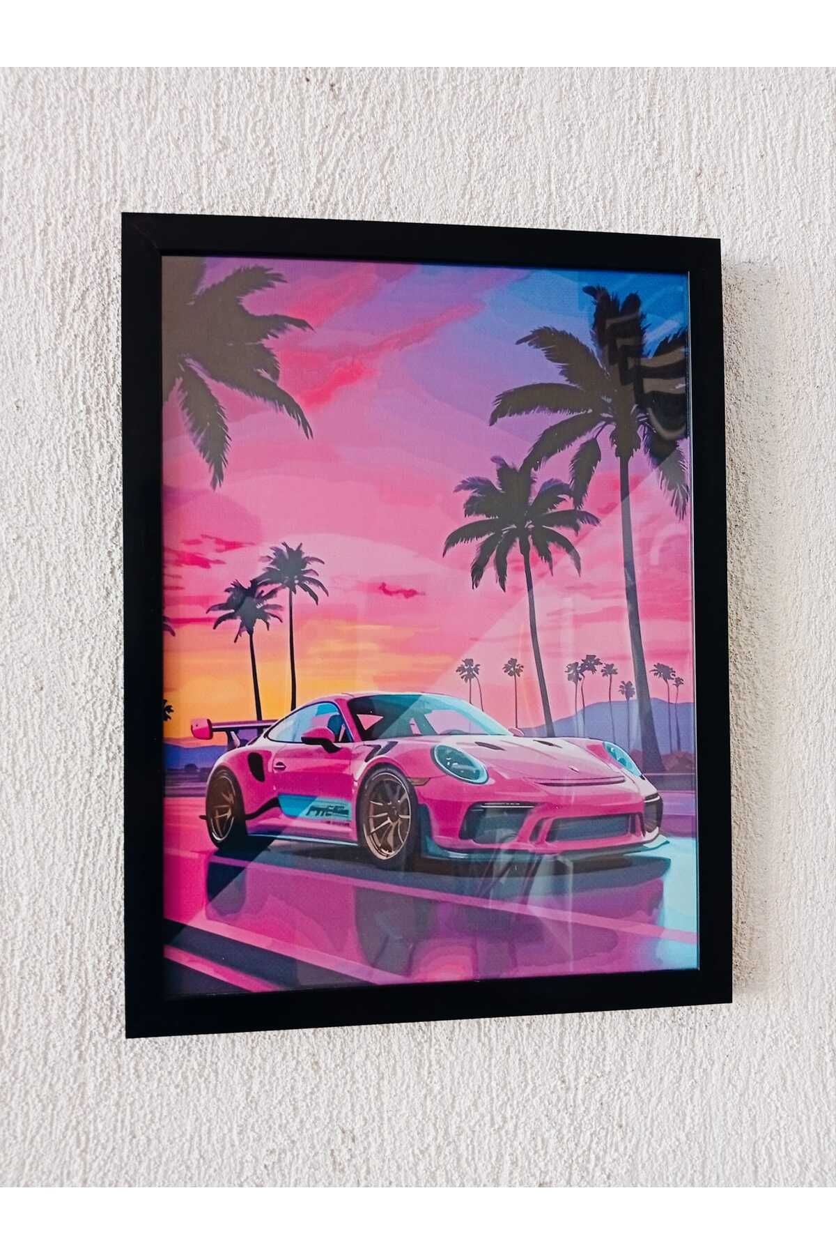 Erdizayn 30x42 cm Porsche Poster Çerçeveli Hediyelik Dekorasyon Tablo