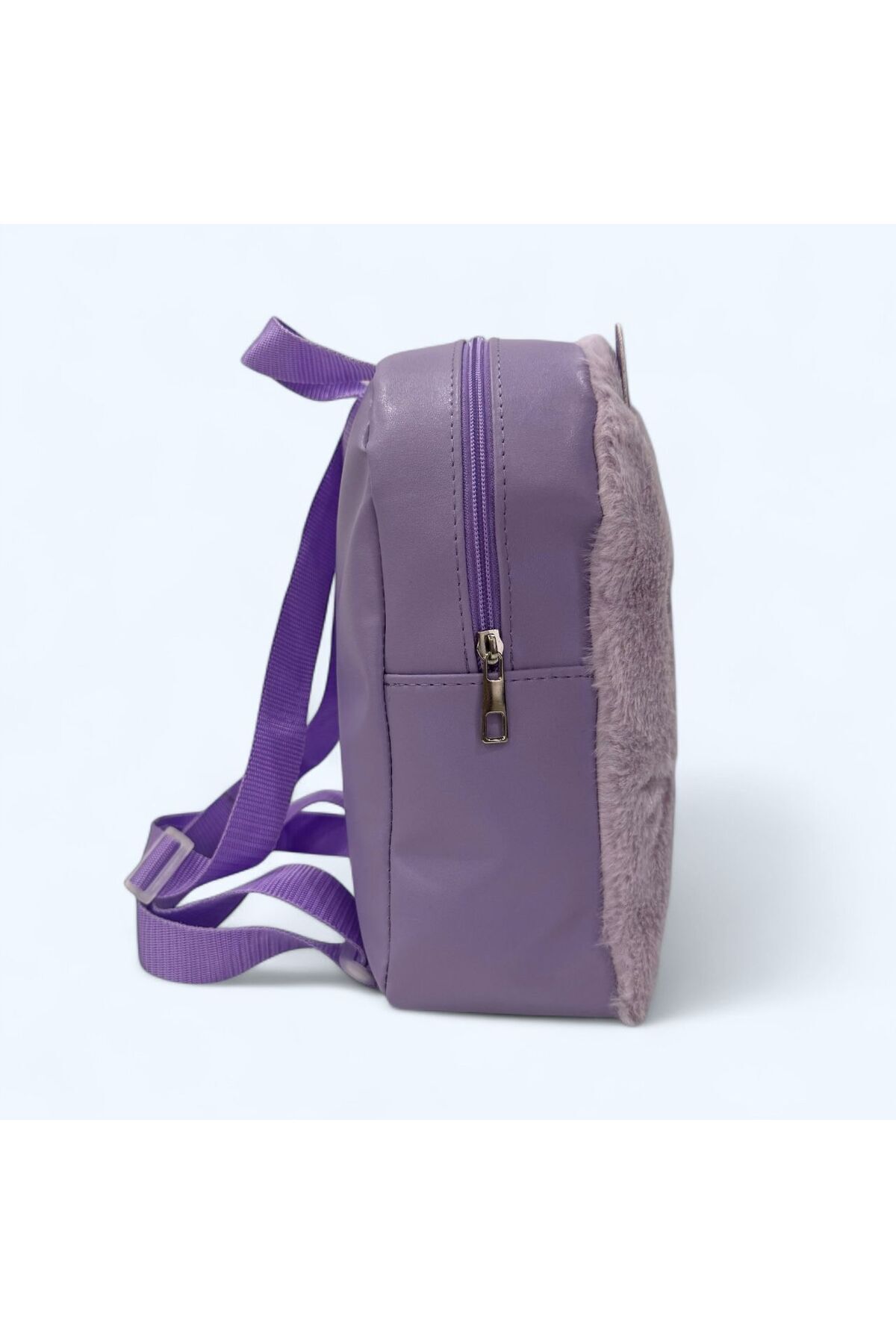 çantaevim-Purple Color Girl's Backpack with Plush Cat Pattern and Cute Animal Pattern with Adjustable Strap 3